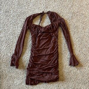 Amazon Brown Mini Dress with Elegant Design